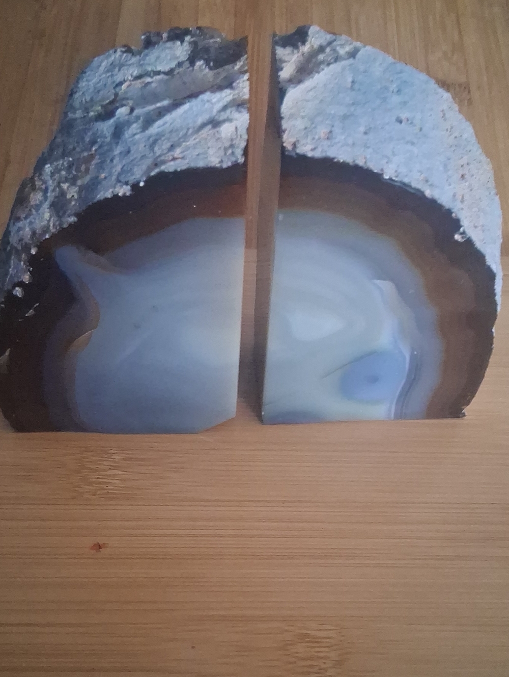 Blue-Gray Agate Bookends - Natural Stone Pair